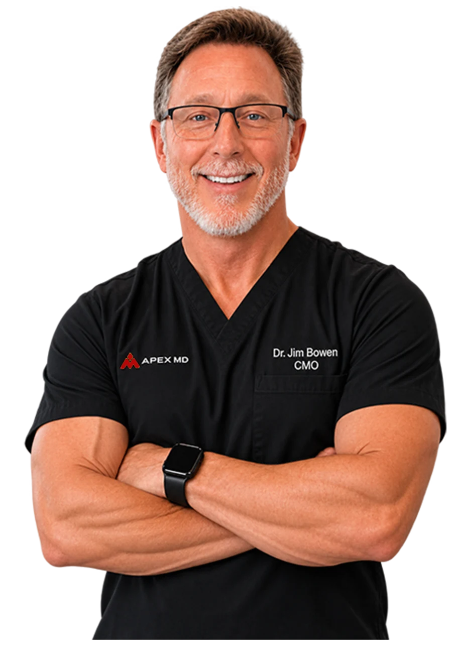 Dr. Jim Bowen, Chief Medical Officer of Apex MD, in Apex MD scrubs
